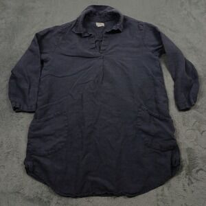 Vikolino Top‎ Womens Medium Gray Linen Pullover Pockets Preppy Lagenlook